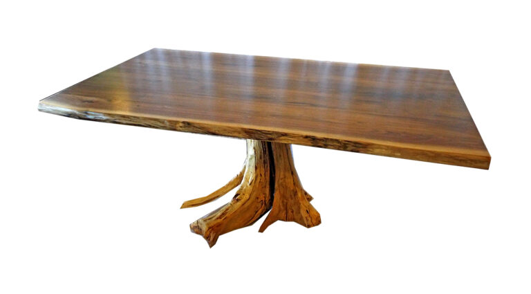 NRF675-TO-W 7' Walnut Top with NRFMDSTUMP Medium Stump Base (1)