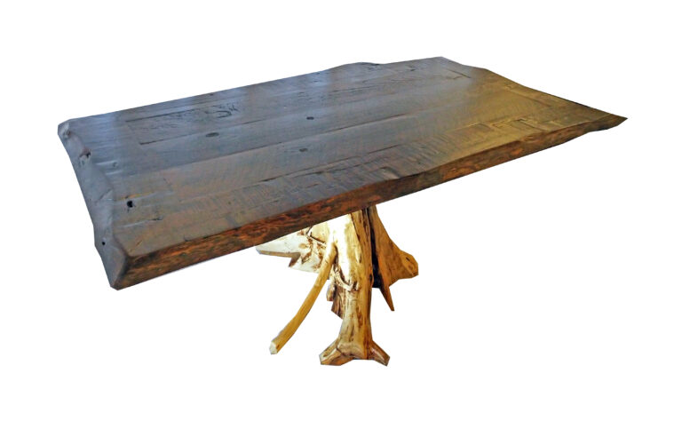 WSF2163-TO 6' Table Top with Live Edge Banding and NRFMDSTUMP Medium Stump